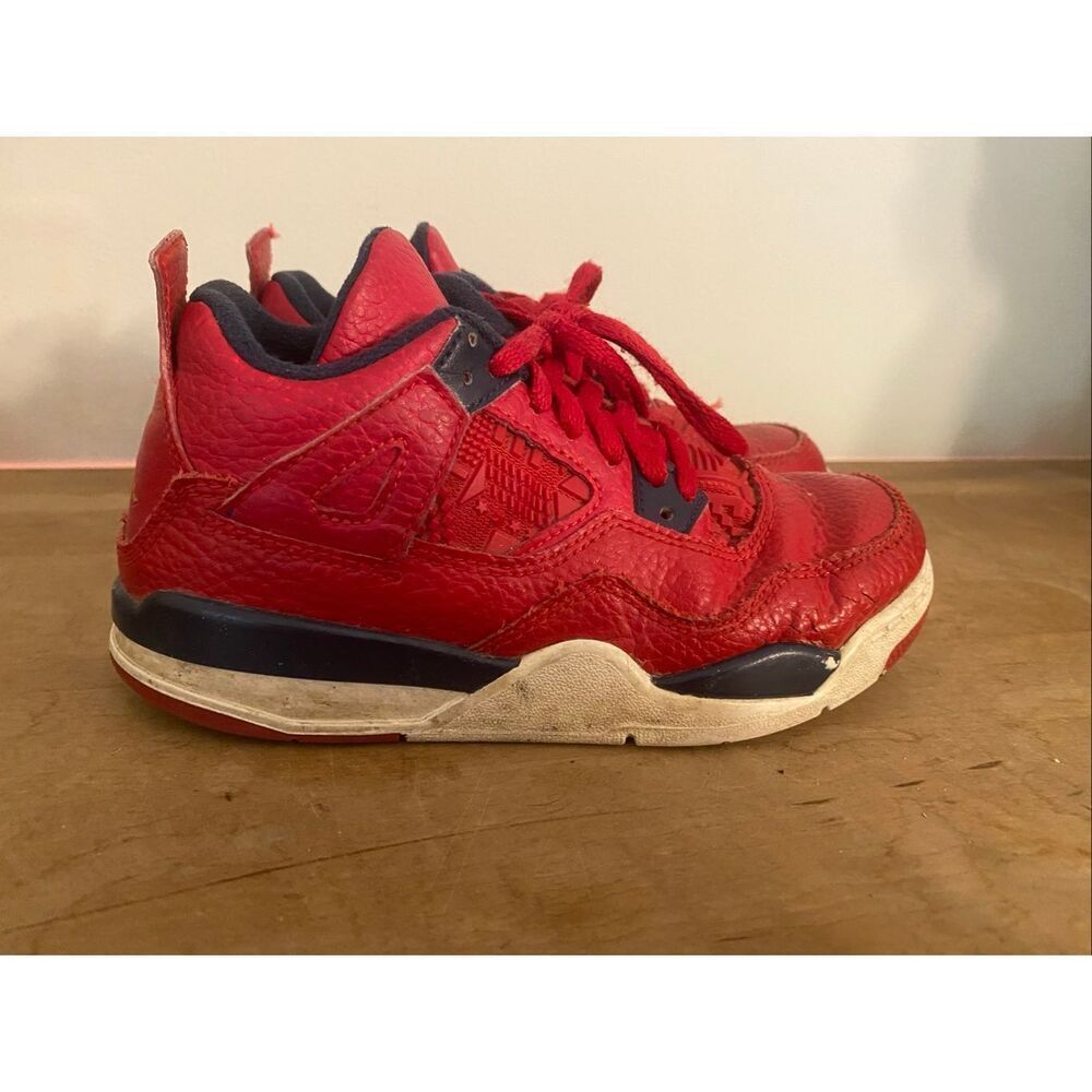 Nike Jordan 12C 4 Retro Athletic Sneakers Red Boys kids shoes Fiba